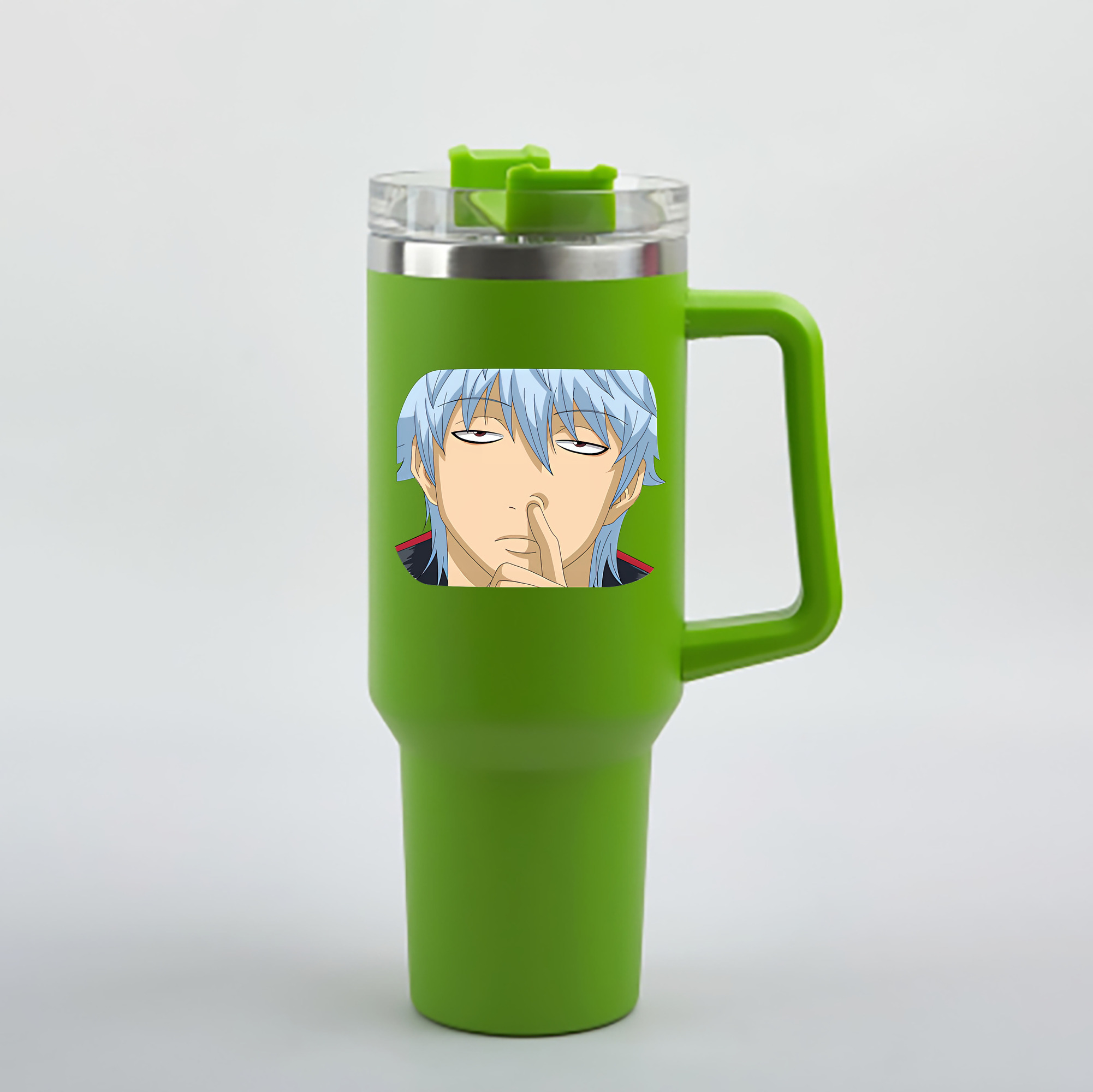 （画像用） ぎんたま 坂田銀時（さかたぎんとき） 神楽 志村新八（しむら しんぱち） GINTAMA Sakata Gintoki Kagura Shimura Shinpachi 1200mL車用タンブラー - クリスタルステッカー（プラスチックストロー付き）